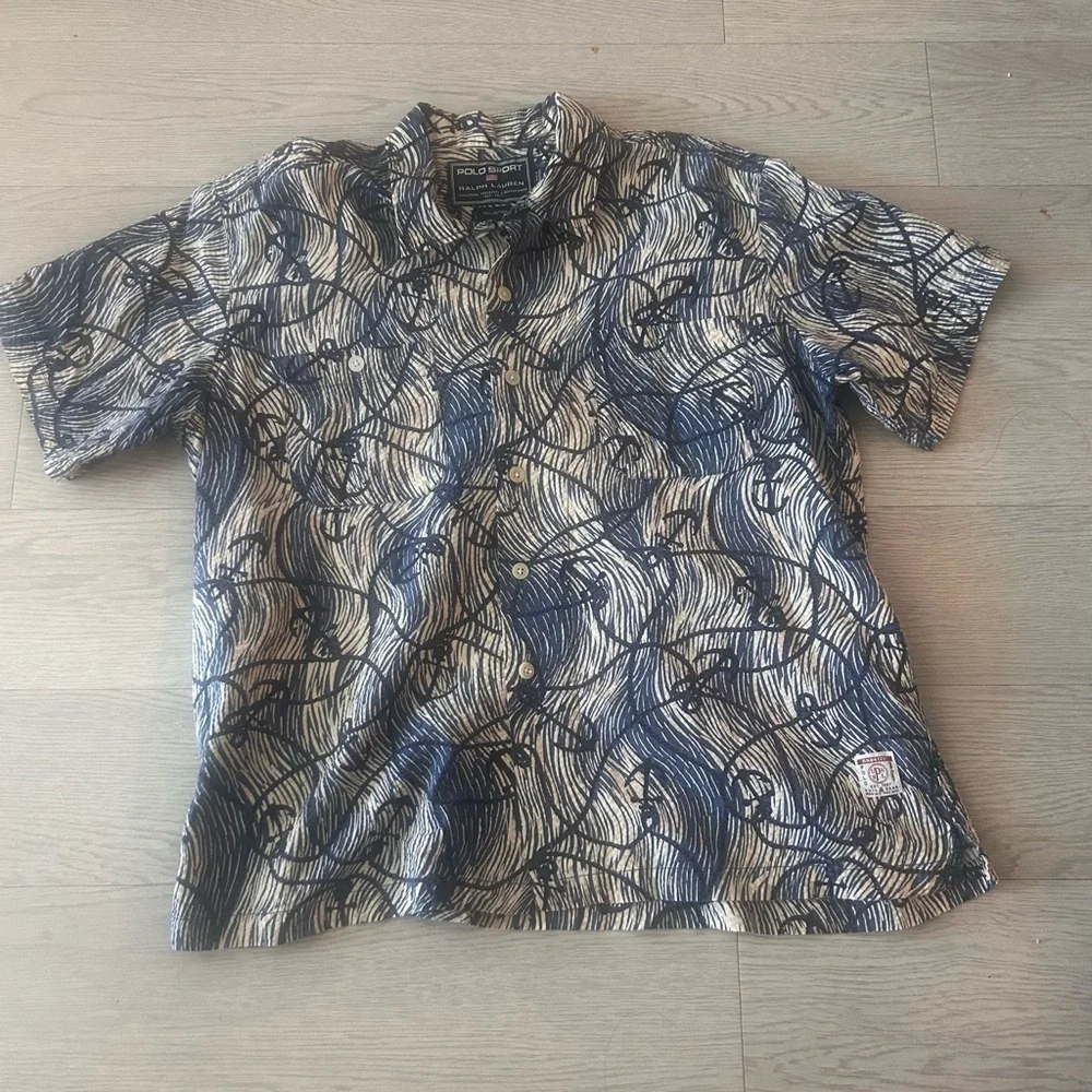 Polo Ralph Lauren Sport Vintage Seersucker Print Nautical Anchor Size XL